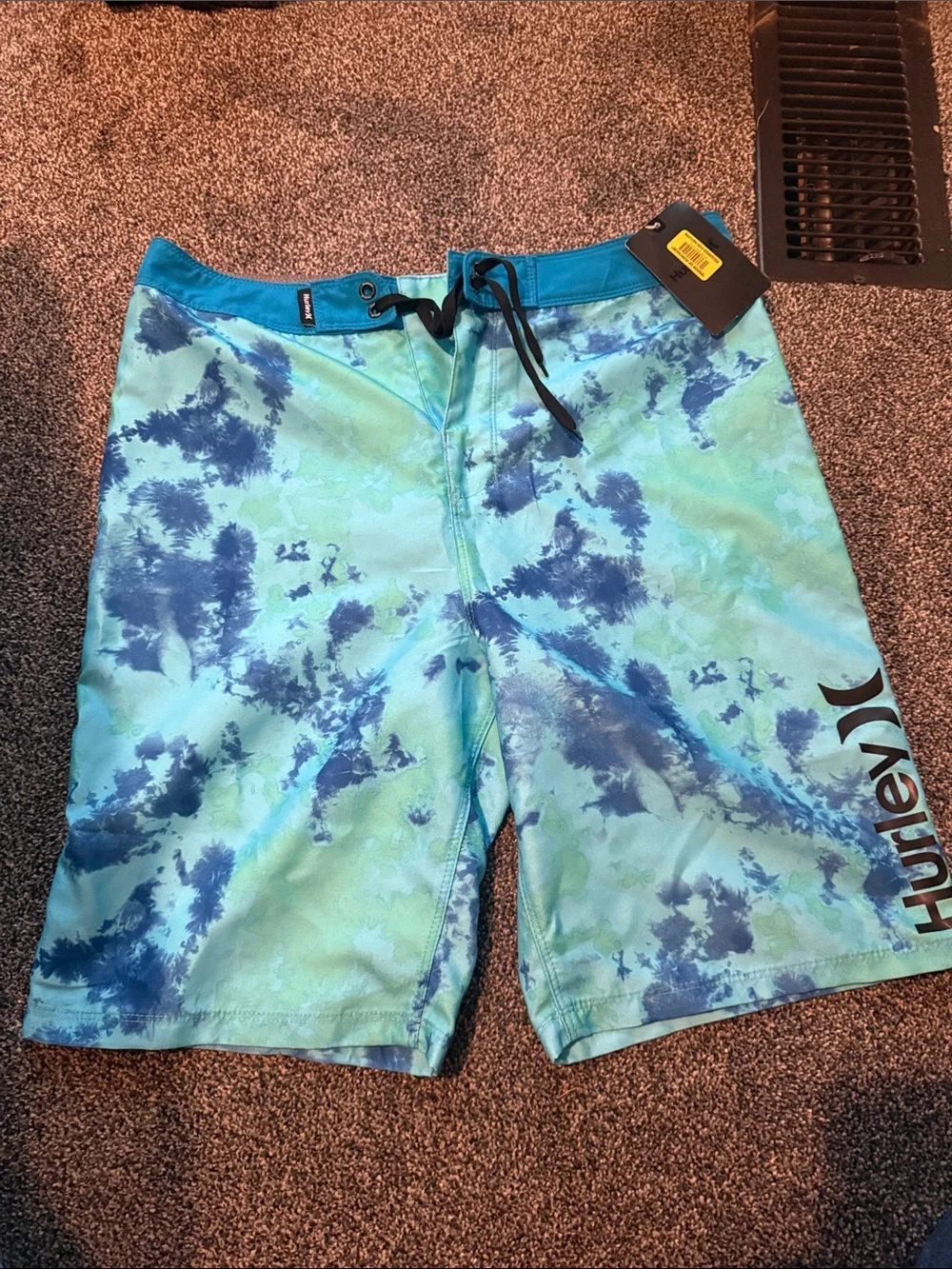 Hurley Aqua and Navy Tie-Dye Board Shorts
